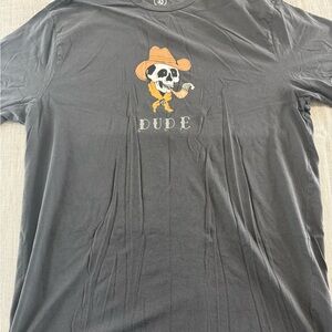 Volcom Black Tee with Orange Cowboy Skull Graphic 2XL